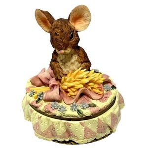 Heritage House Melodies County Fair Music Box Dancer Mouse Wheat Bows‎